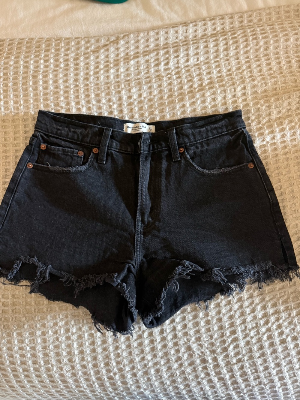 Abercrombie & Fitch. Black High Rise Denim Shorts.